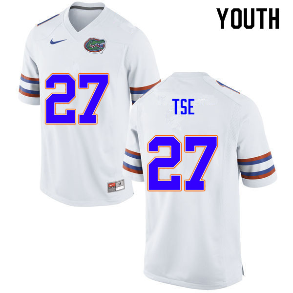 Youth #27 Joshua Tse Florida Gators College Football Jerseys Sale-White - Click Image to Close